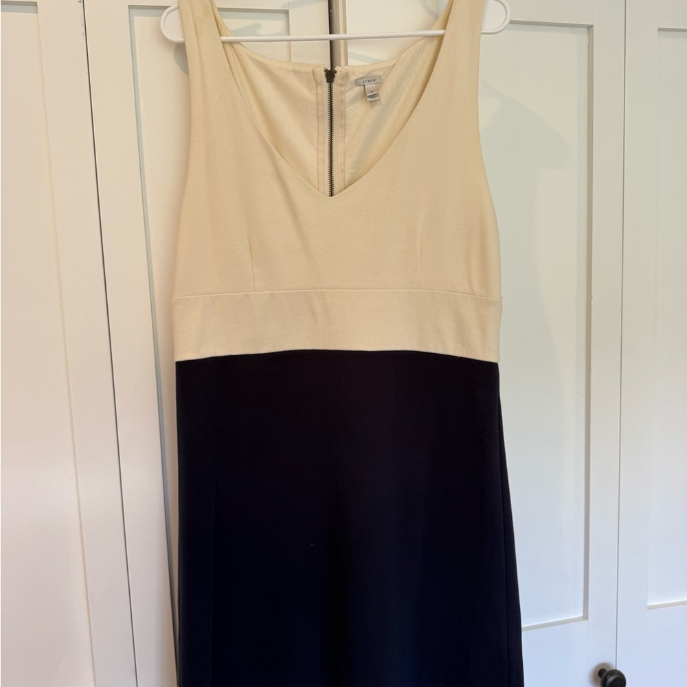 J. Crew Cream and Navy Midi Dress Size 12